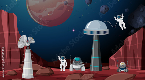 Astronauts in space scene