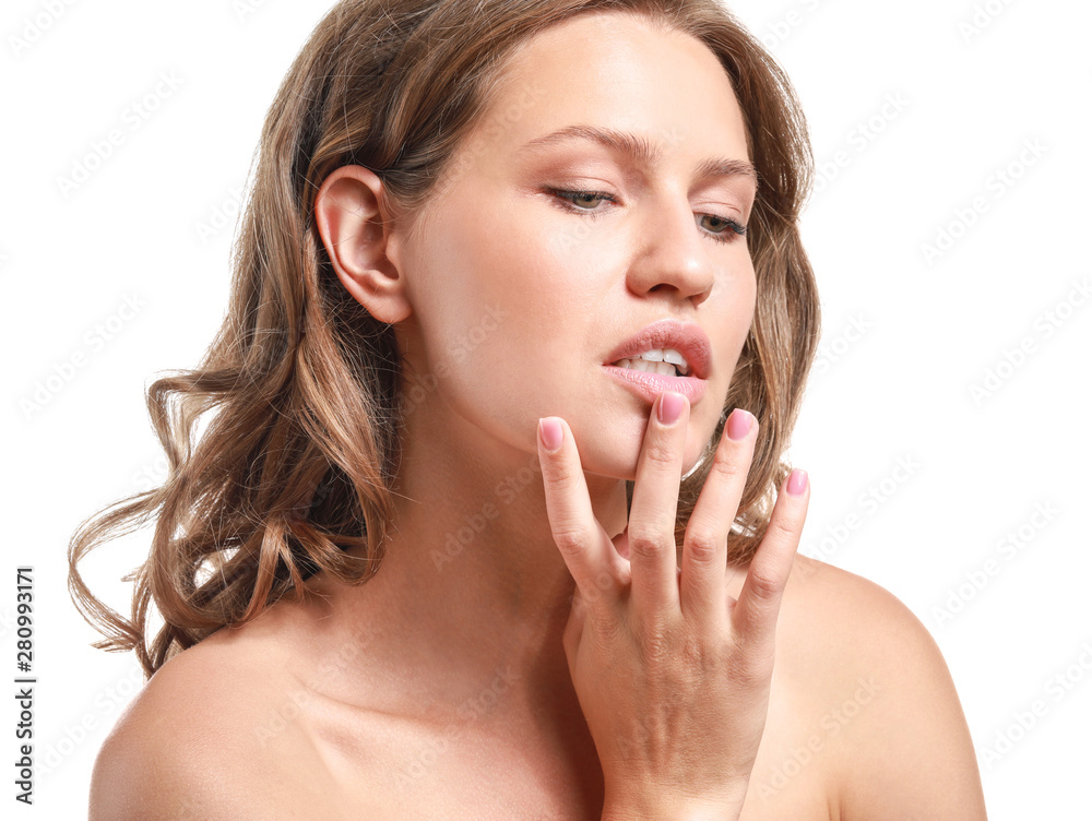 Beautiful young woman on white background Beautiful young woman on white background