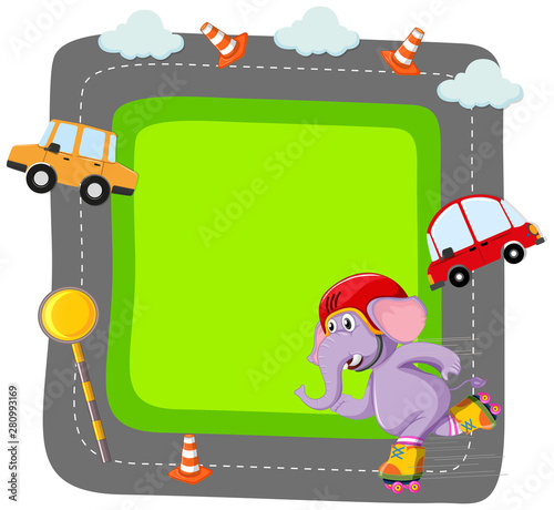 Elephant and card frame scene