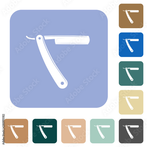 Straight razor rounded square flat icons photo