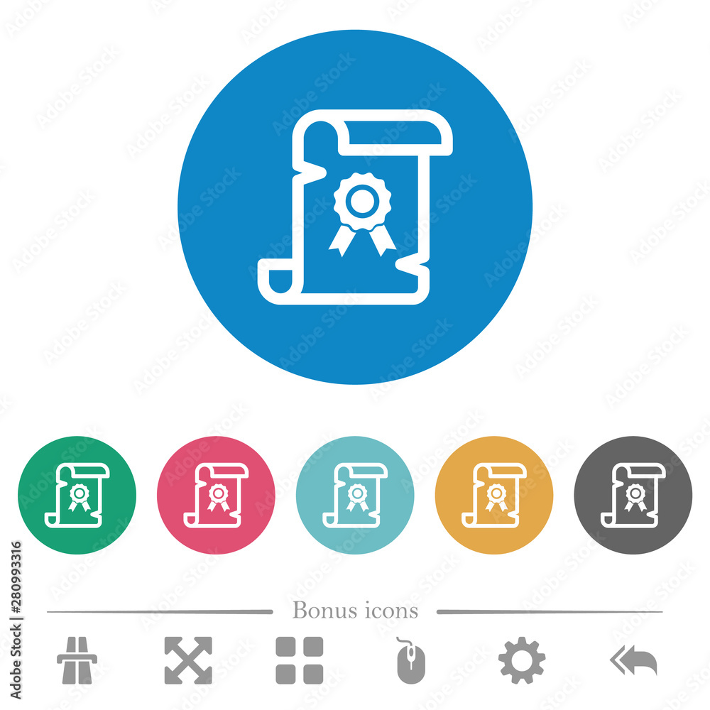 Old certificate flat round icons Old certificate flat round icons