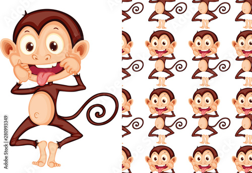 Seamless and isolated animal pattern cartoon