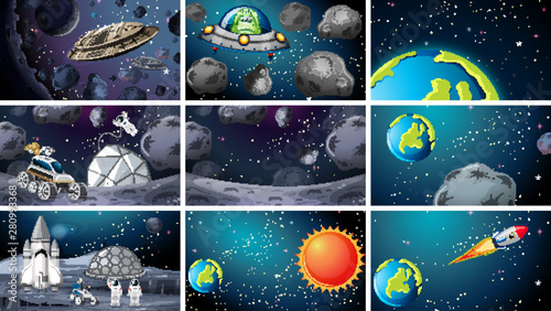 Large set of space scenes