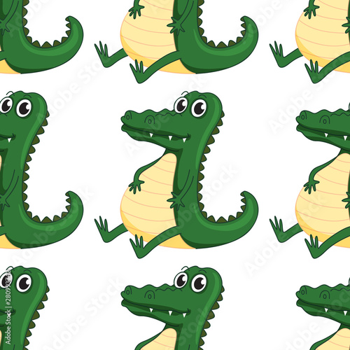 Seamless pattern tile cartoon with crocodile