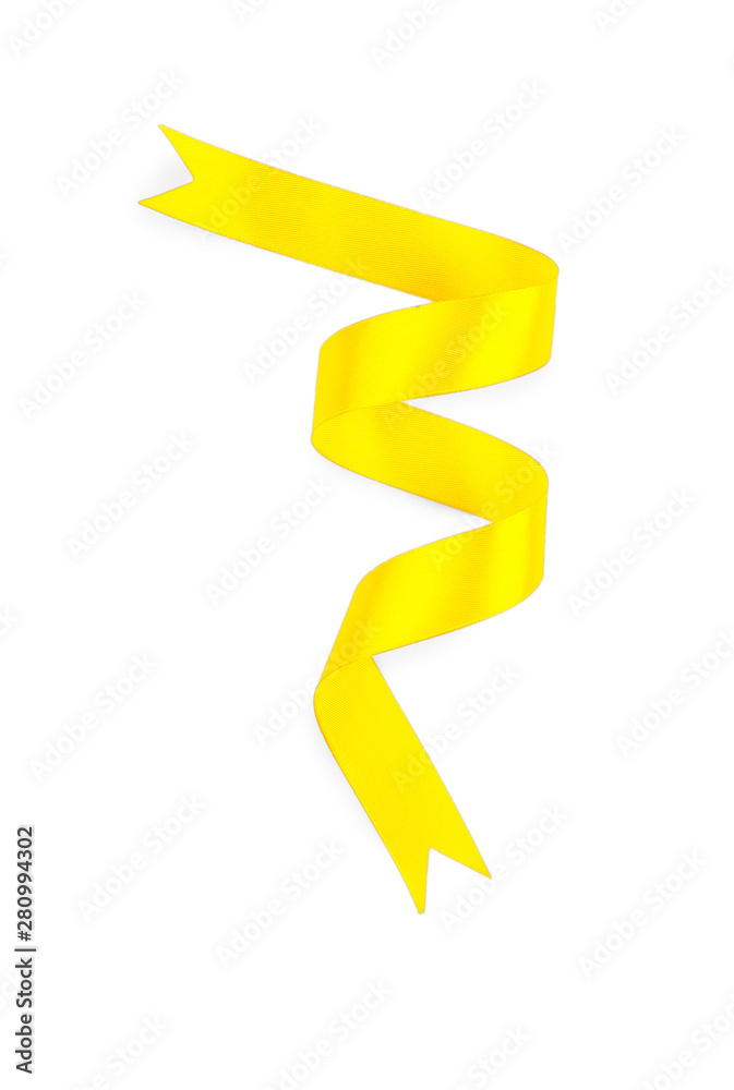 Yellow satin ribbon on white background Yellow satin ribbon on white background