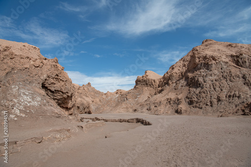 arid and dried up river bed in Atacama desert Chile