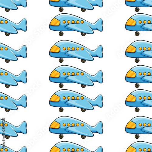 Seamless pattern tile cartoon with toy plane
