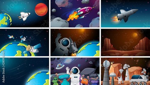 Set of space backgrounds