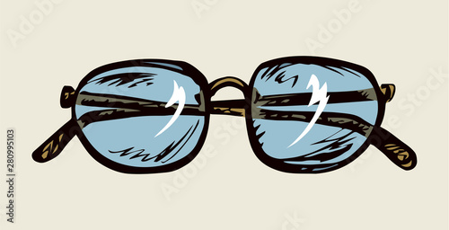 Folded glasses. Vector drawing icon