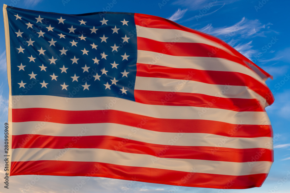 Fototapeta premium USA flag against the blue sky