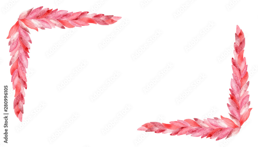 Watercolor square frame nature banner with pink flower petals for inviting romantic and greeting cards, with space for text. Watercolor square frame nature banner with pink flower petals for inviting romantic and greeting cards, with space for text.