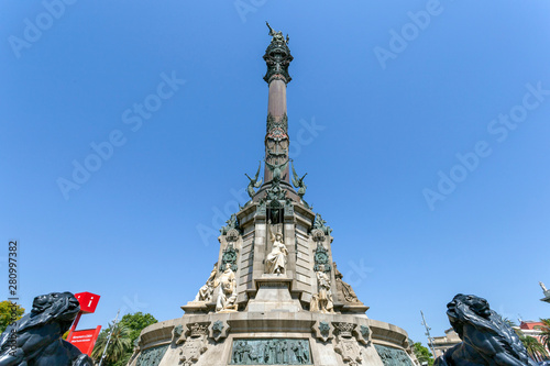 Canvas Print Columbus Monument in Barcelona
