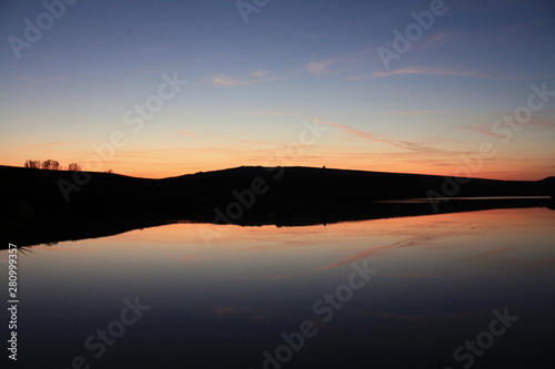 sunset over the lake