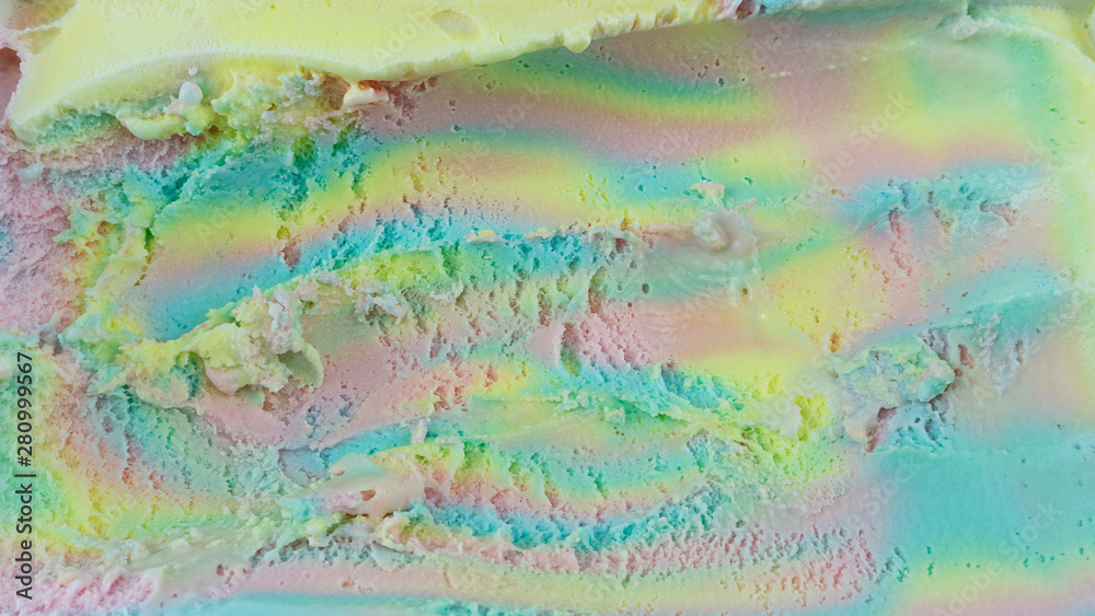Ice cream Rainbow colorful surface, Top view Blank for design..