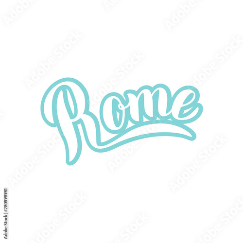 Rome lettering typography logo. Travel agency banner, poster design. T-shirt, postcard, souvenir print. Vector eps 10.