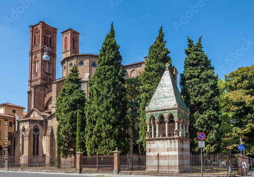 Cathedral in Romanesque style in Bologna, Italy. European medieval architecture