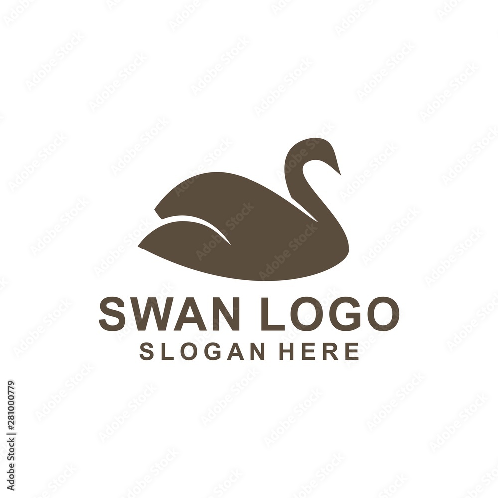 Abstract line bird wing leaf logo design. Swan spa start vector logotype Abstract line bird wing leaf logo design. Swan spa start vector logotype