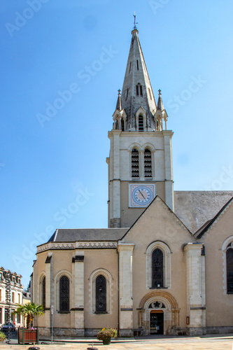 La Flèche. Façade de l'église Saint-Thomas. Sarthe. Pays de la Loire