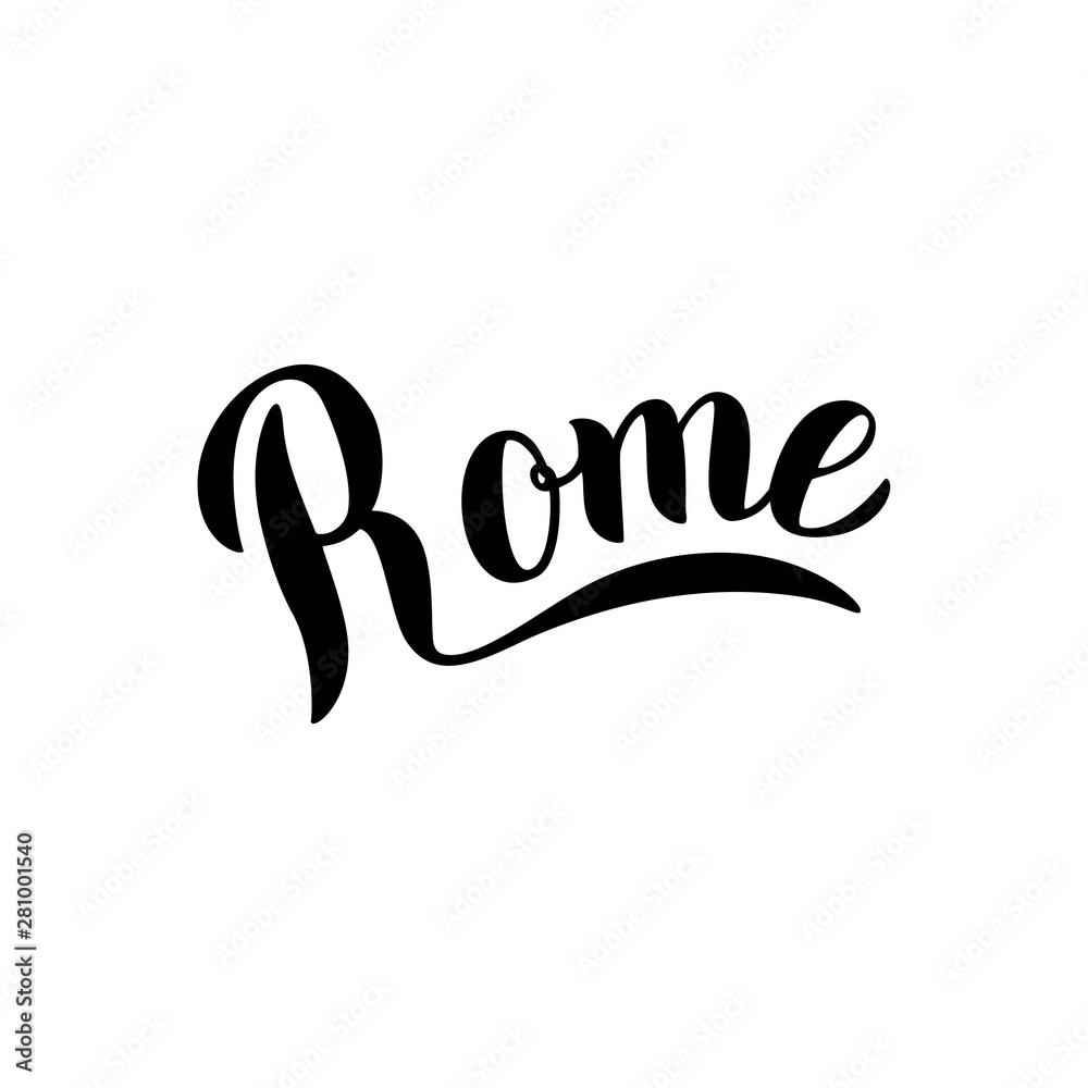 Rome lettering typography text. Travel agency advertisement design. T-shirt, postcard, souvenir print. Vector eps 10. Rome lettering typography text. Travel agency advertisement design. T-shirt, postcard, souvenir print. Vector eps 10.