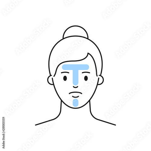 T-zone control vector illustration outline style