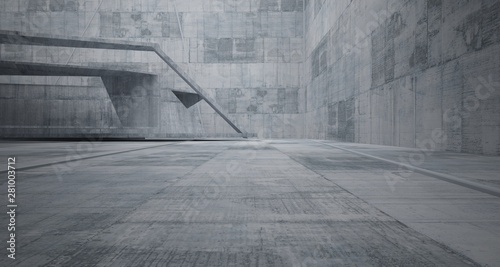 Fototapeta Naklejka Na Ścianę i Meble -  Abstract white and concrete interior. 3D illustration and rendering.