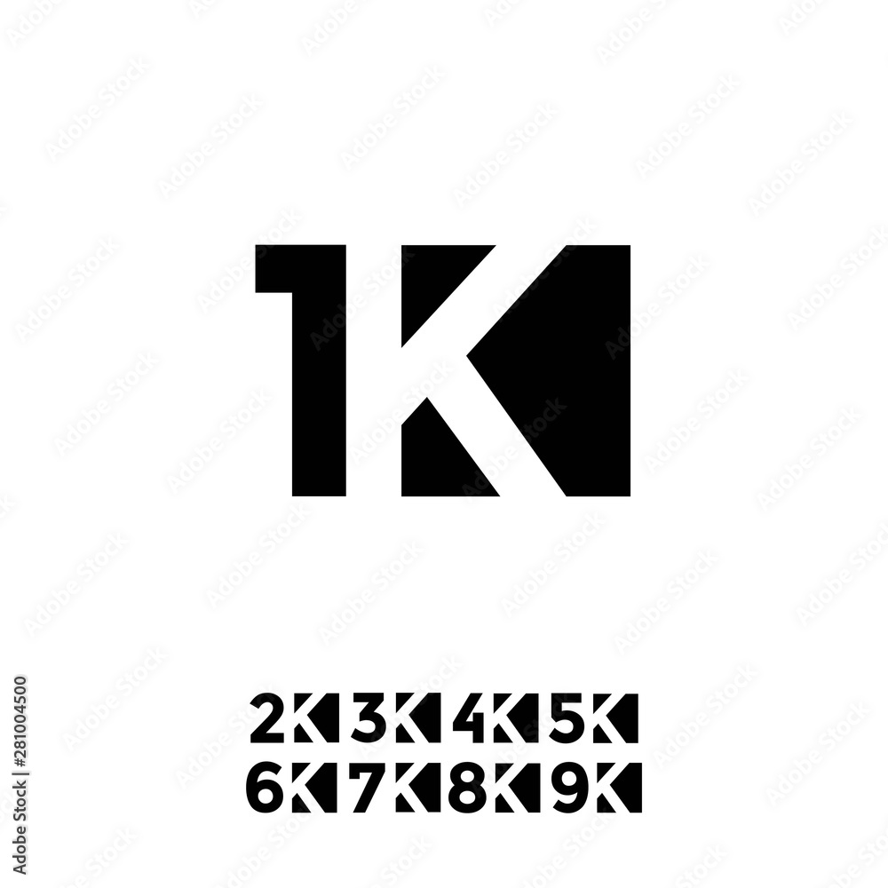 1k, 2k, 3k, 5k, 6k, 7k, 8k, 9k letter icon logo vector template 1k, 2k, 3k, 5k, 6k, 7k, 8k, 9k letter icon logo vector template