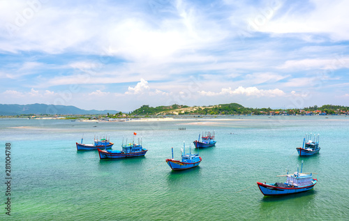 Fishing Boats in the beautiful Vung Ro bay in Phu Yen  Vietnam