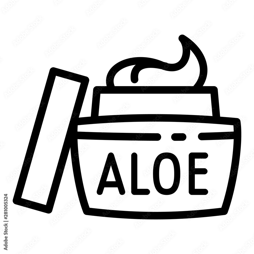 Aloe open jar icon. Outline aloe open jar vector icon for web design isolated on white background Aloe open jar icon. Outline aloe open jar vector icon for web design isolated on white background