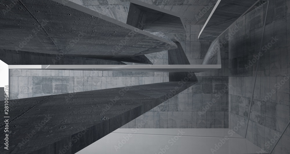Abstract white and concrete interior. 3D illustration and rendering. Abstract white and concrete interior. 3D illustration and rendering.