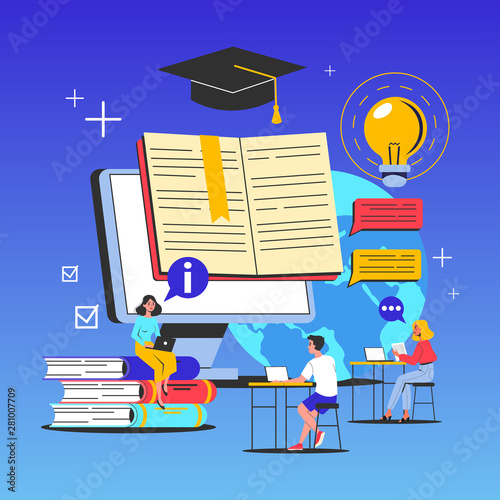 Online education web banner. Idea of distance