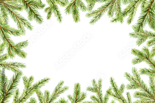 Watercolor vector Christmas banner with fir branches and place for text.