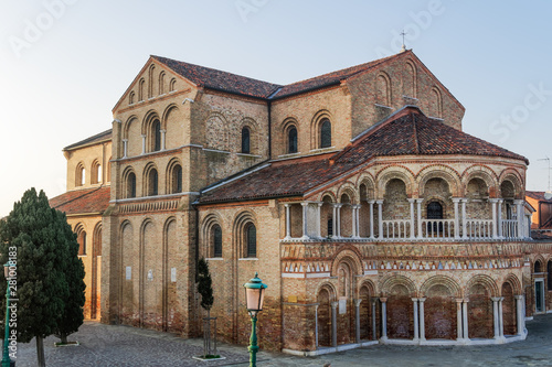 External day view of 7th century Basilica Santa Maria e San Donato (Basilica dei Santi Maria e Donato), Murano, Venice, Veneto