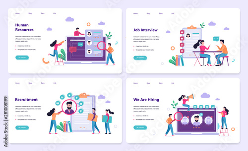 Recruitment web banner concept set. Job interview