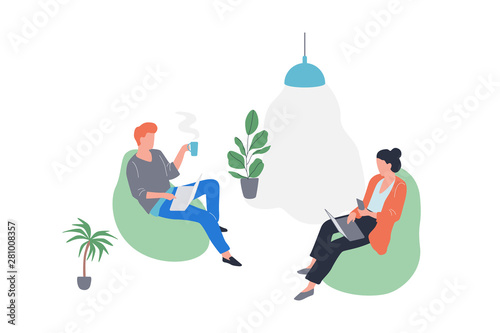 People on coffee break. Business character sitting