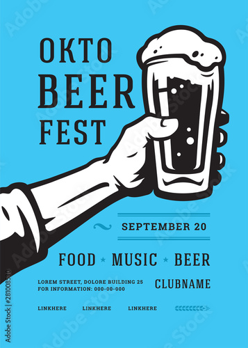 Oktoberfest flyer or poster retro typography template design beer festival celebration vector illustration