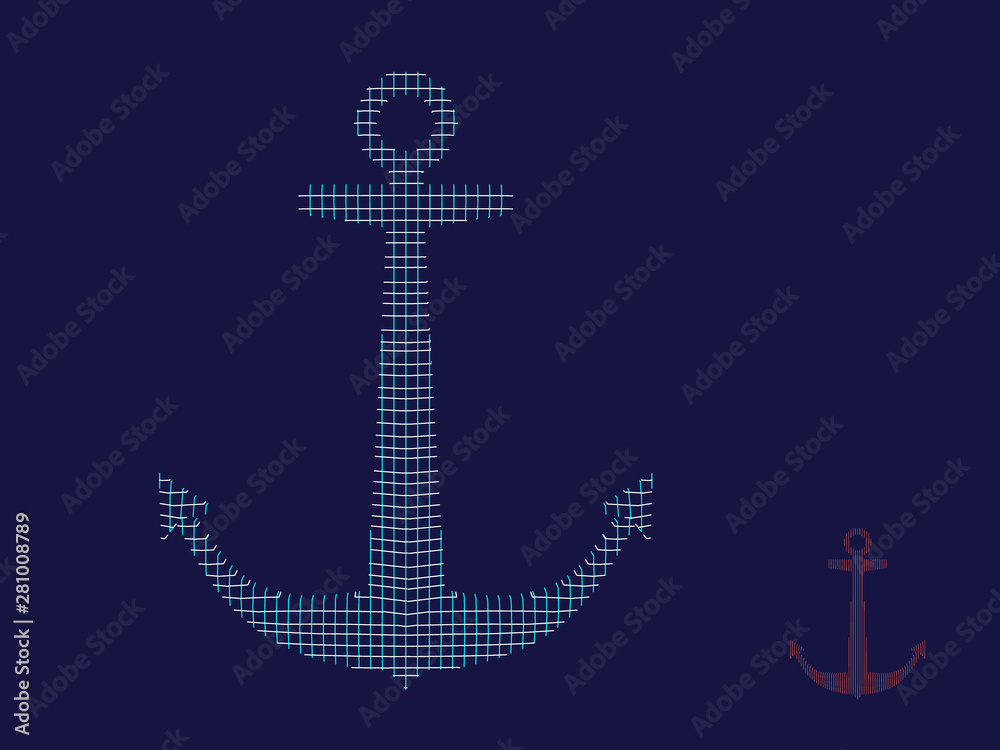 Naklejka premium Nautical anchor carcass. Vector outline illustration.