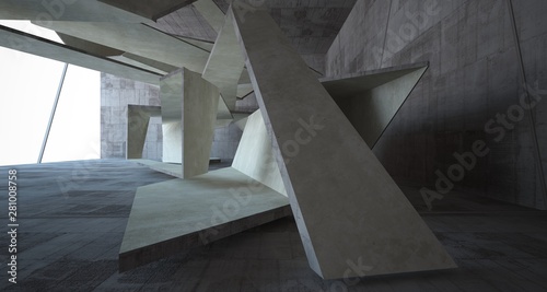 Abstract white and concrete interior. 3D illustration and rendering.