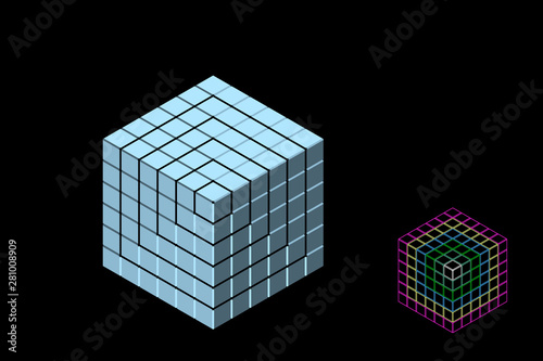 Abstract polygonal cube wit...