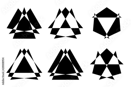 Different abstract geometric design element set. Vector illustration.