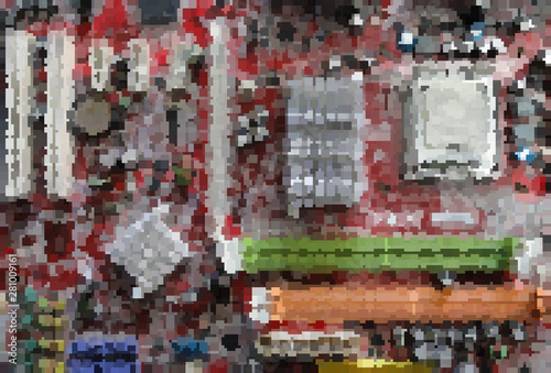 Abstract Computer motherboard. Vector colorful illustration.