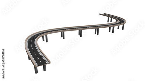 Curved road on supports. 3d...