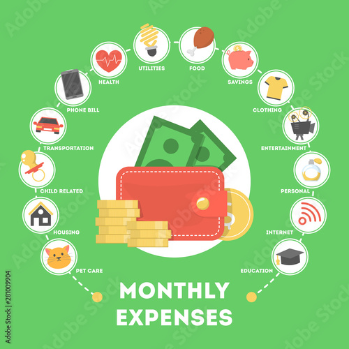 Monthly expenses concepts. Idea of budget planning