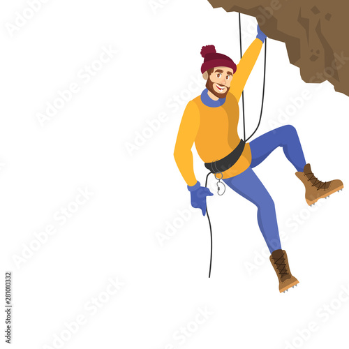 Alpinist climb the mountain. Extreme sport and high effort