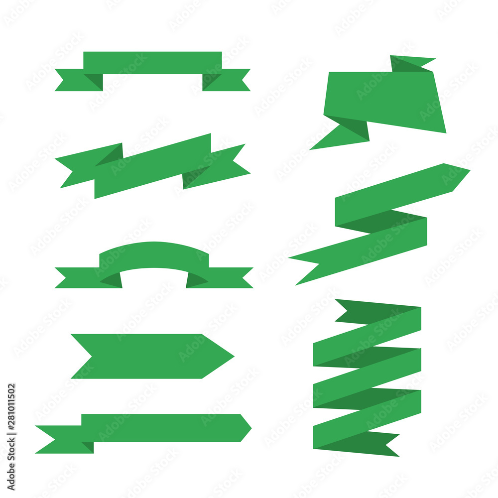collection of green banner ribbons illustration vector collection of green banner ribbons illustration vector