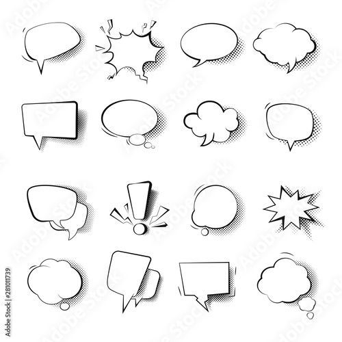 Speech bubbles templates isolated icons comics effect