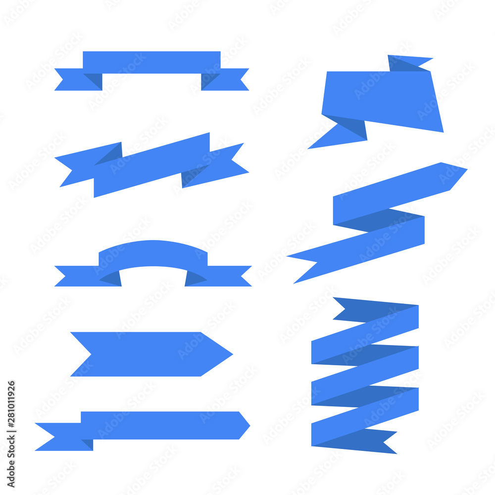 collection of blue banner ribbons illustration vector