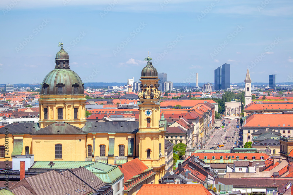 view of Theatine Church and Odeonsplatz in Munich 