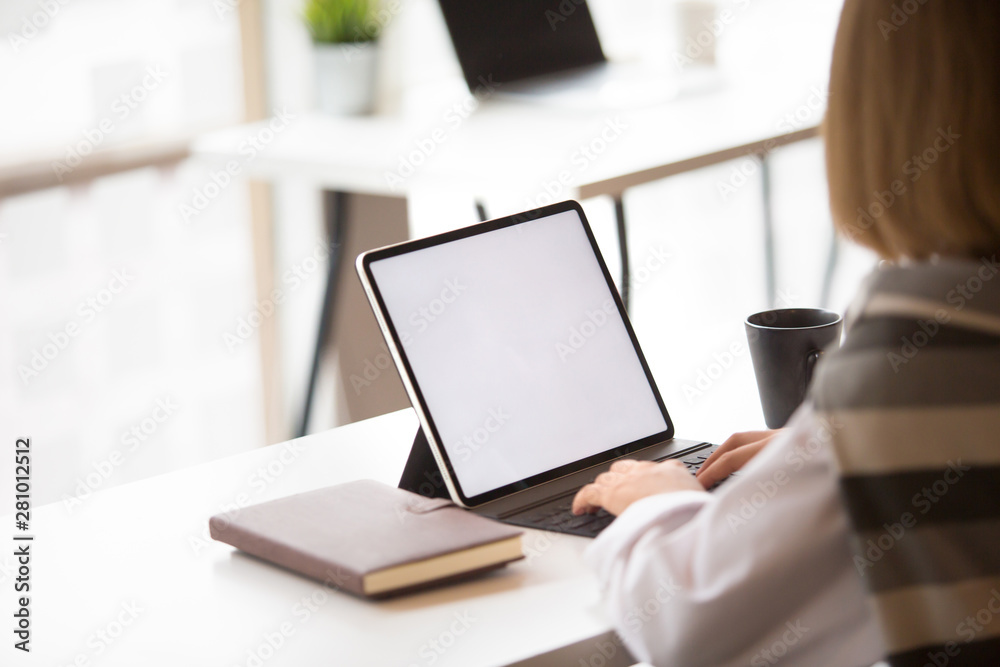 Fototapeta premium Students using online education service and looking in laptop display watching training course modern study technology concept