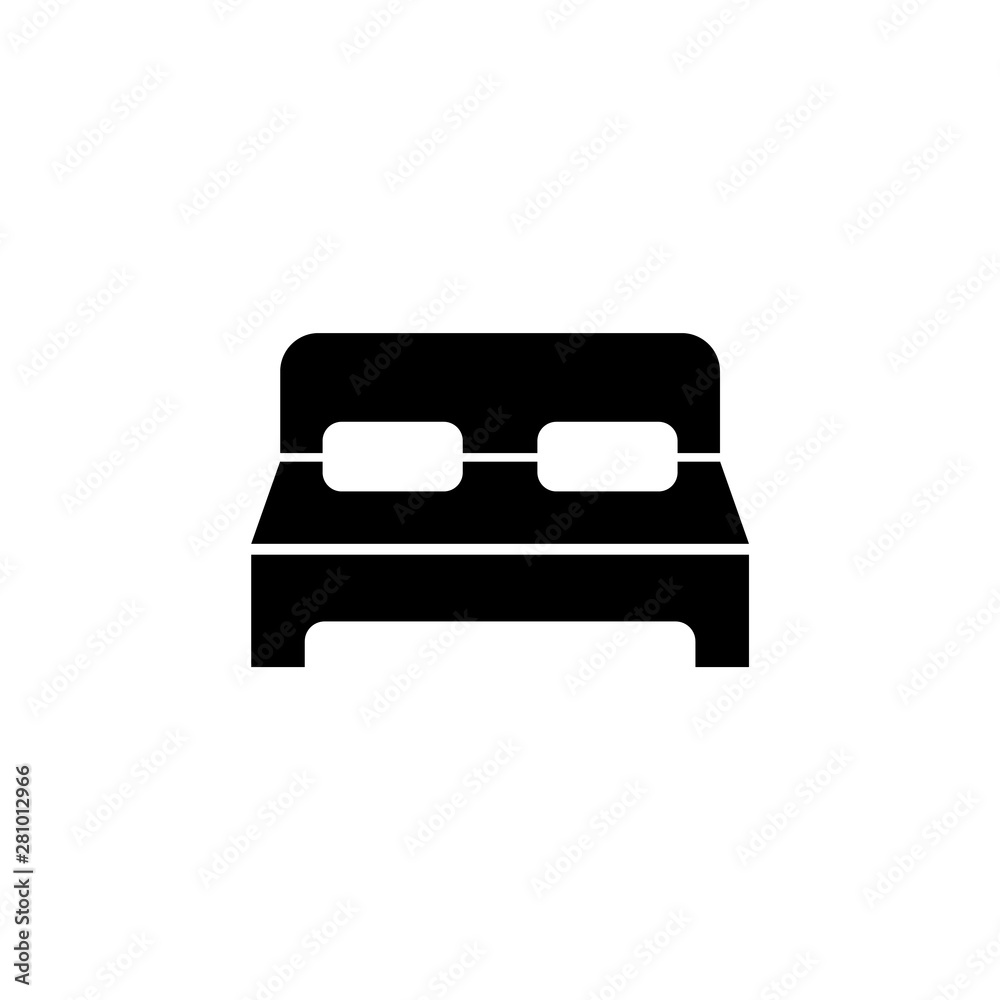 Double Hotel Room, Large Bed Flat Vector Icon Double Hotel Room, Large Bed Flat Vector Icon