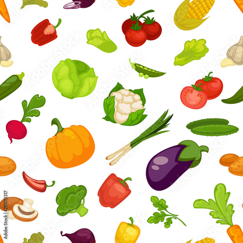 Vegetables organic food seamless pattern farm products
